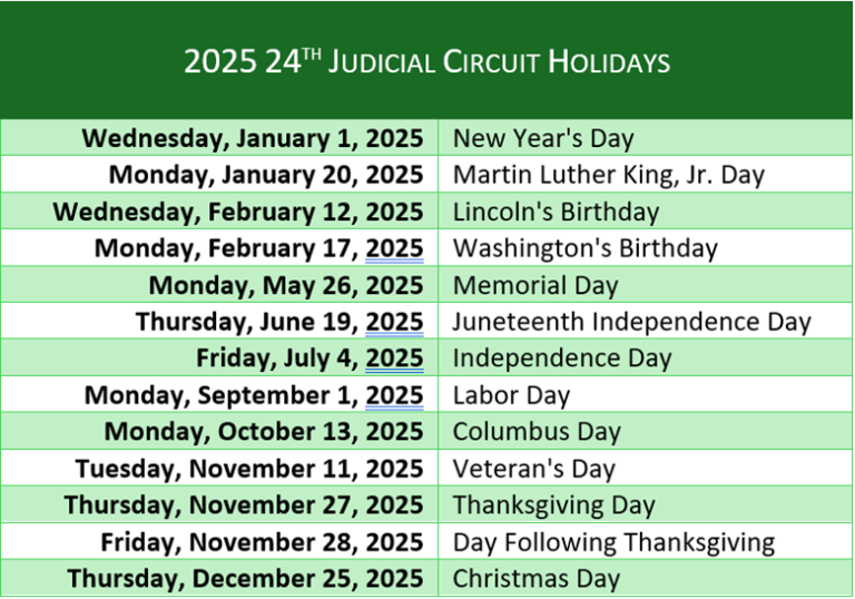 24th Judicial Circuit Court Calendar 24th Judicial Circuit Illinois